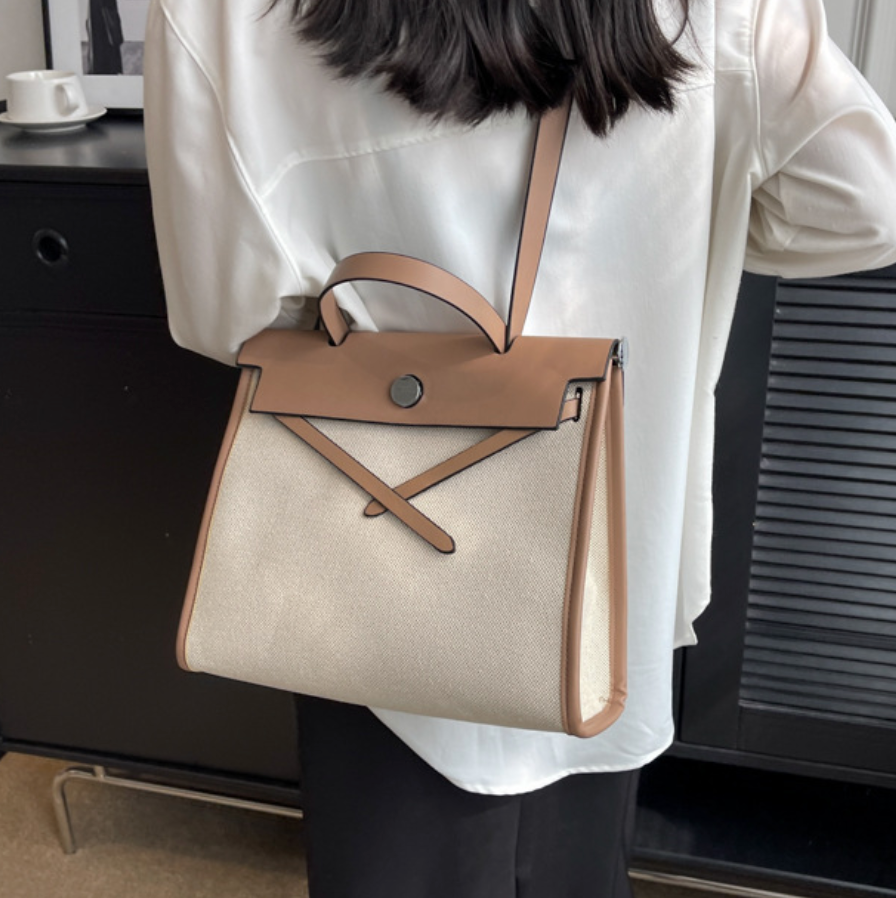 Niche Color-blocking Patchwork Canvas Bag