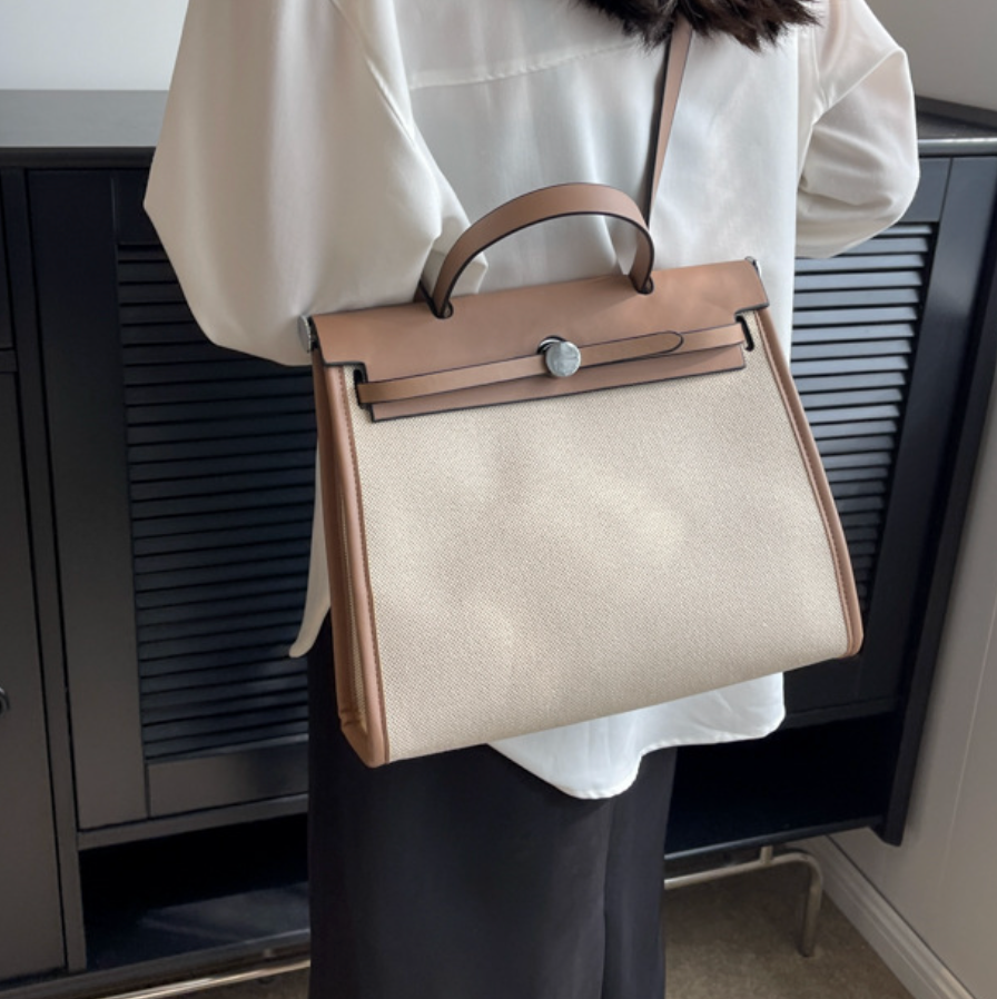 Niche Color-blocking Patchwork Canvas Bag