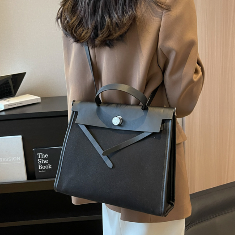 Niche Color-blocking Patchwork Canvas Bag