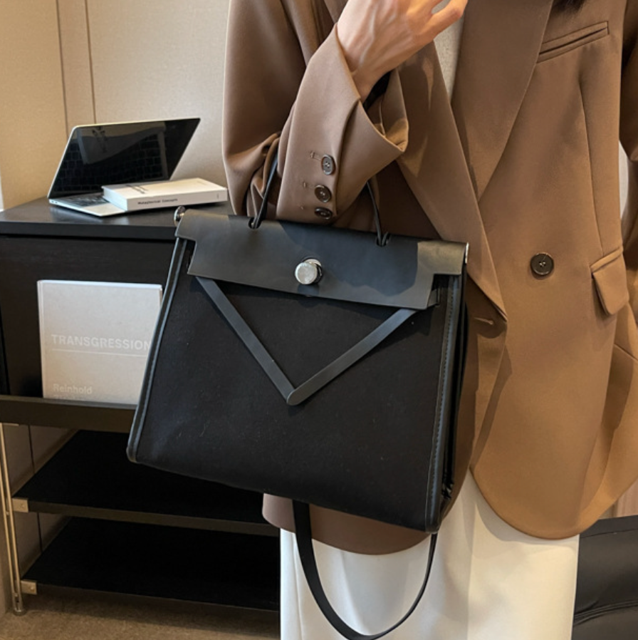Niche Color-blocking Patchwork Canvas Bag
