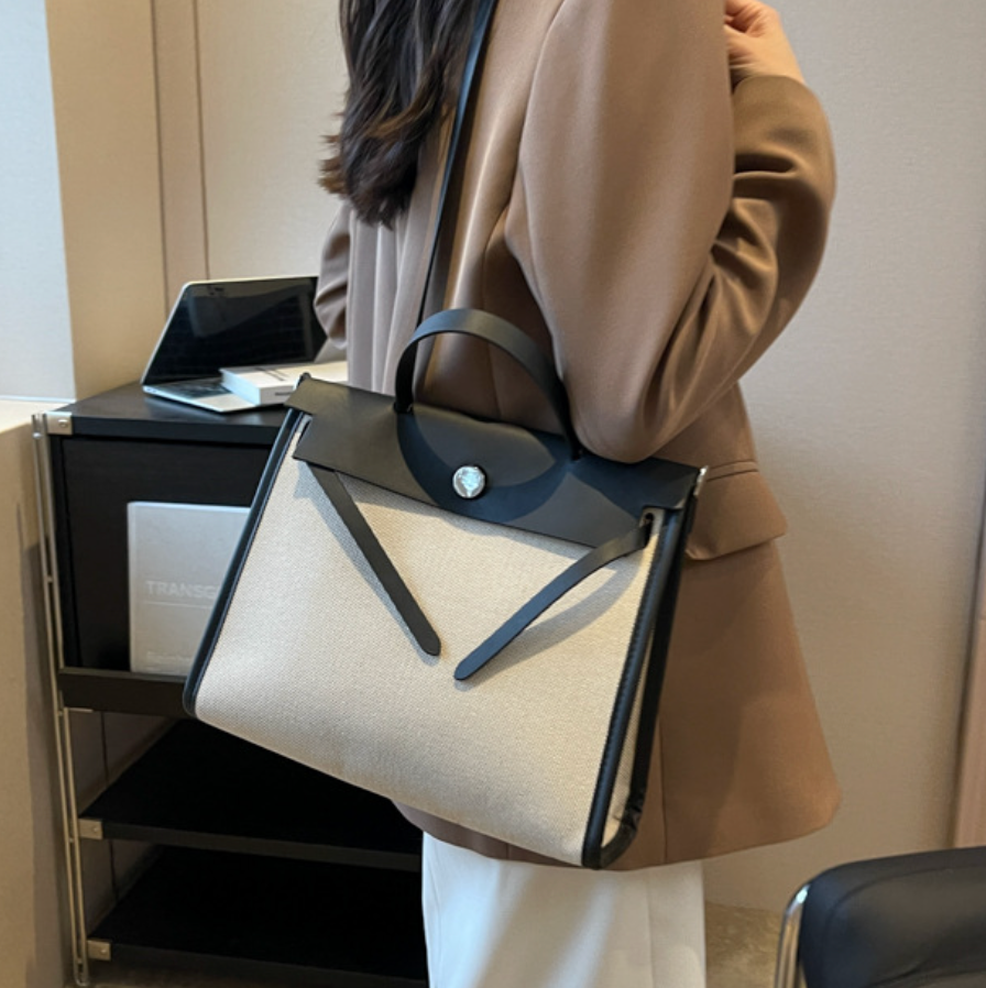 Niche Color-blocking Patchwork Canvas Bag