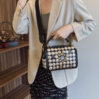 Button & Rhinestone Studded Crossbody Bag