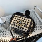 Button & Rhinestone Studded Crossbody Bag