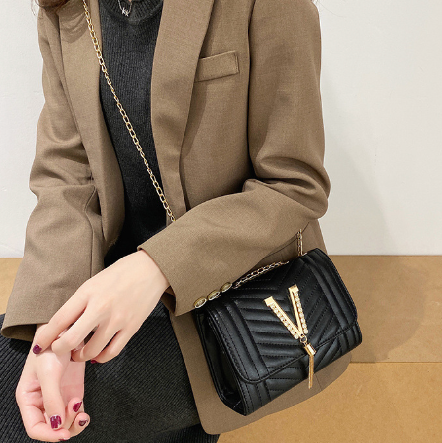 Rhinestone Studded Fringed Chain Bag