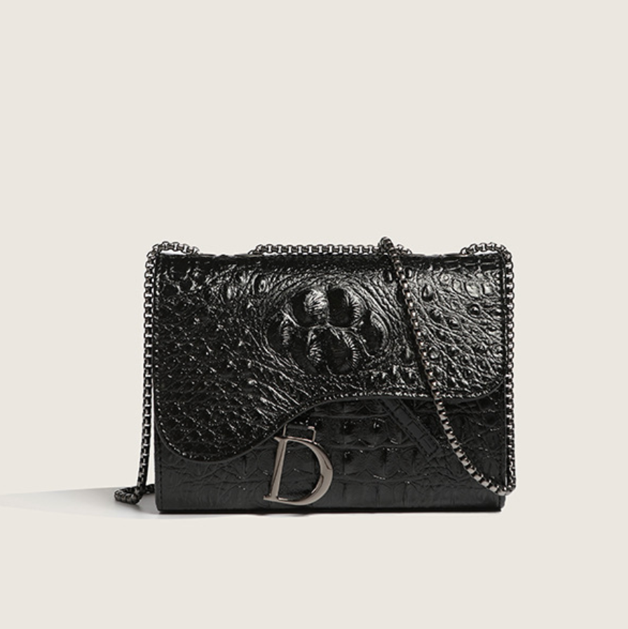 Crocodile Print Chain Crossbody Bag