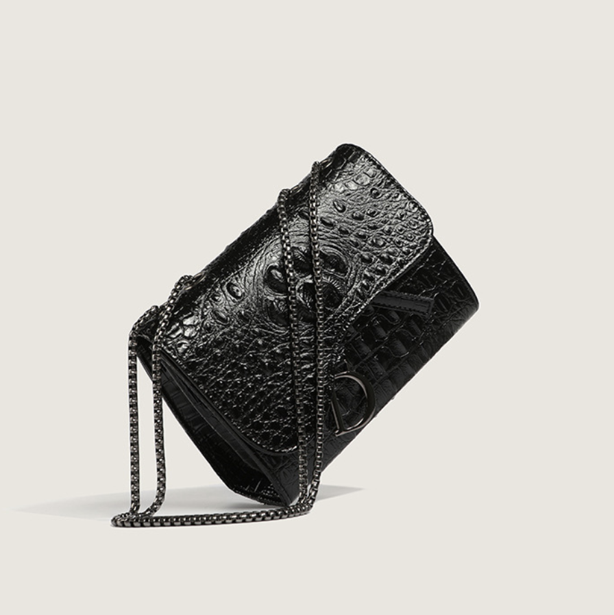 Crocodile Print Chain Crossbody Bag