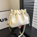 Drawstring Pleated Bucket Crossbody Bag