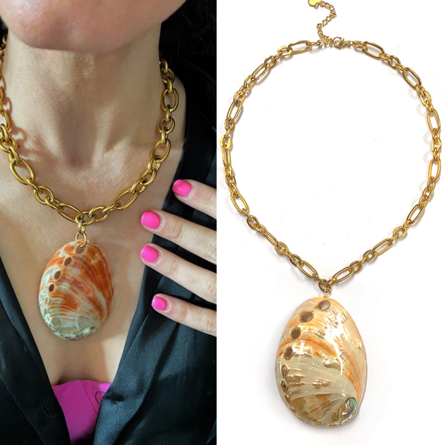 Natural Shell Patchwork Necklace & Earrings