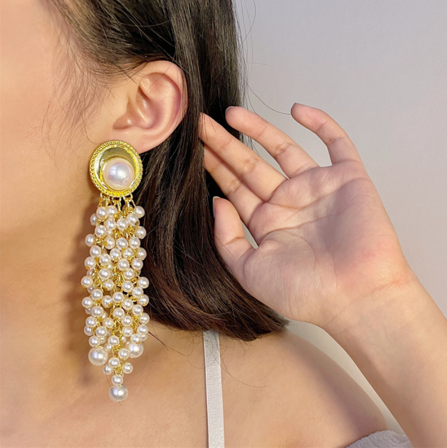 Vintage Pearl Tassel Earrings