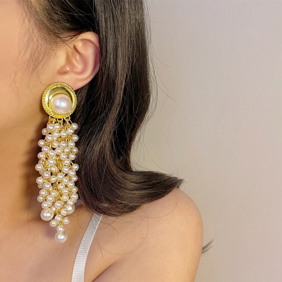 Vintage Pearl Tassel Earrings