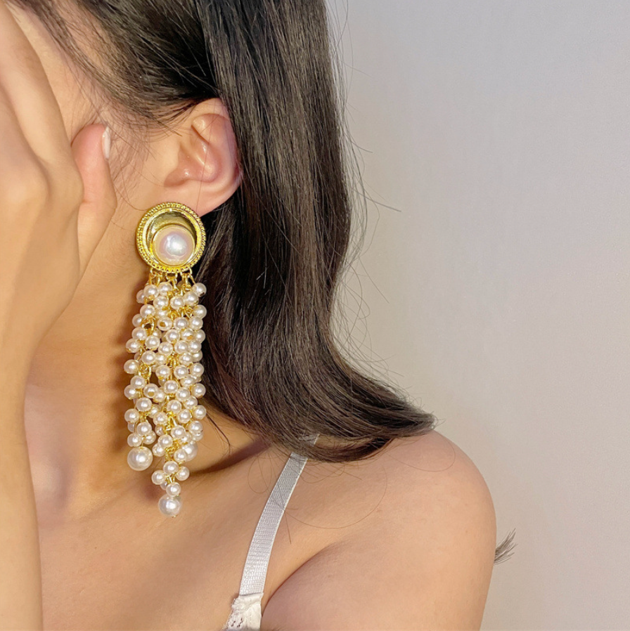 Vintage Pearl Tassel Earrings
