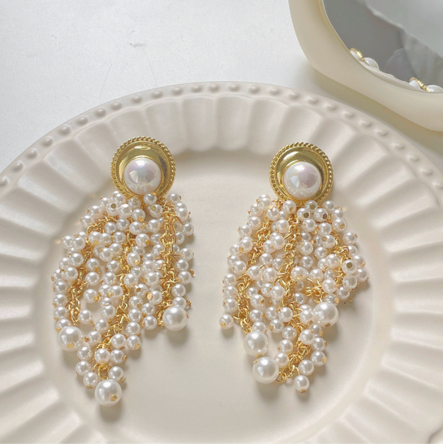 Vintage Pearl Tassel Earrings