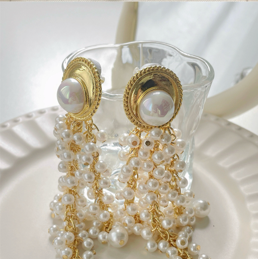 Vintage Pearl Tassel Earrings
