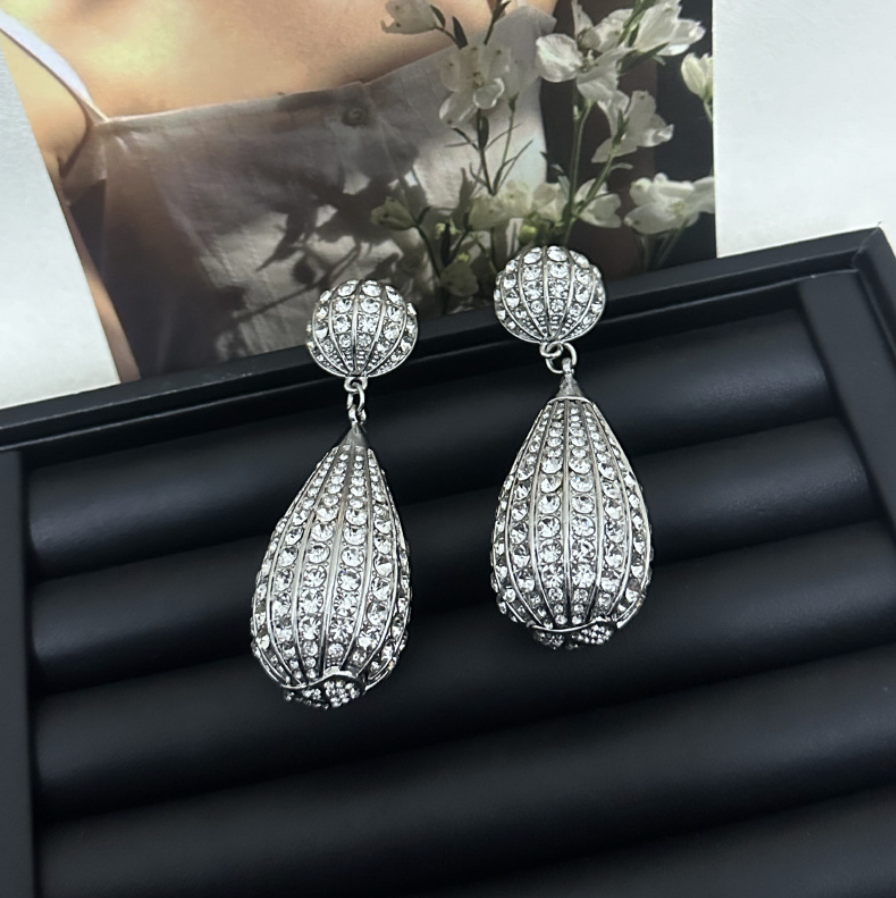 Premium Oval Drop Rhinestone Earrings