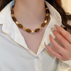 Vintage Resin Oval Beaded Necklace