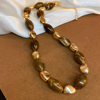 Vintage Resin Oval Beaded Necklace