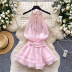 Fairy Beaded Halter Mesh Dress