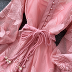 Elegant Hollowed Embroidery A-line Dress