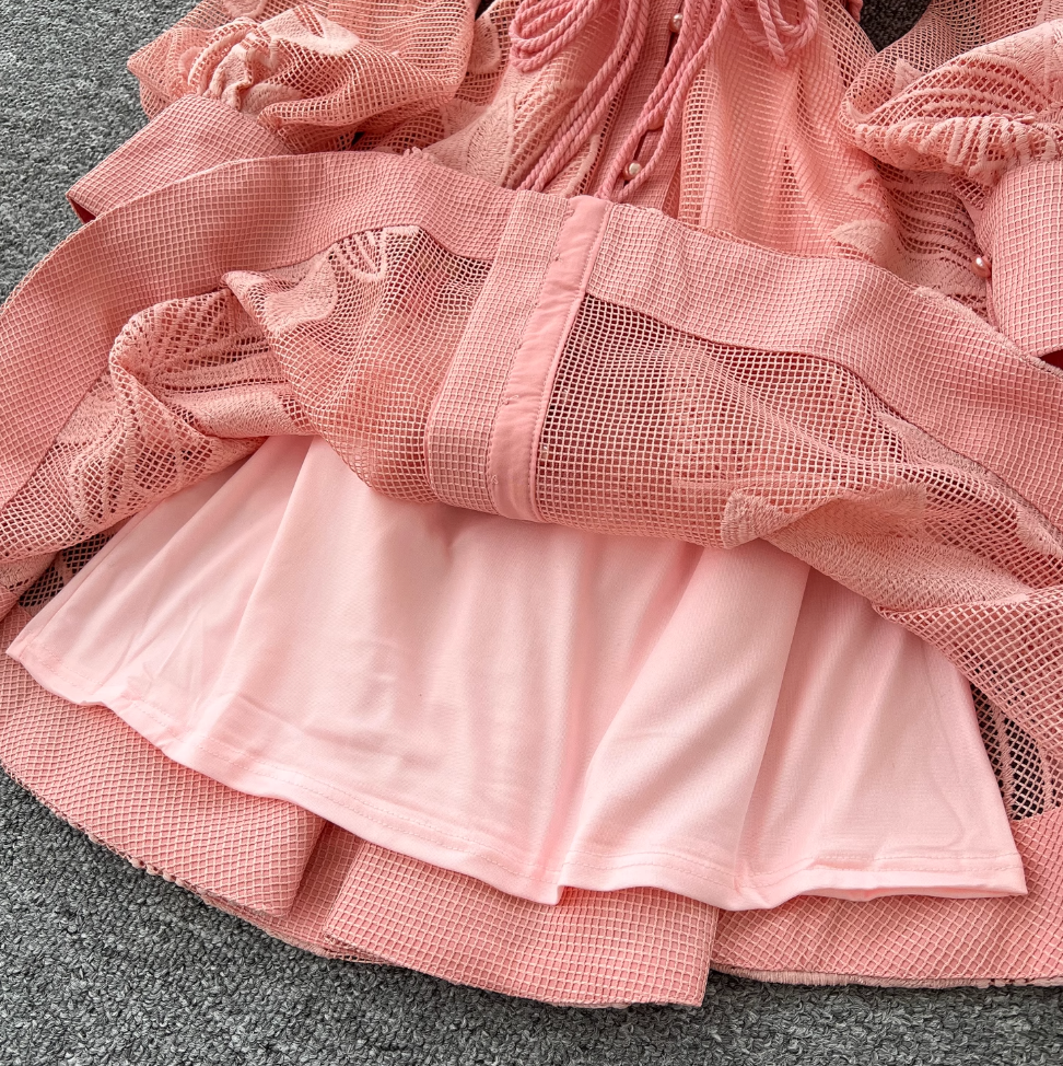 Elegant Hollowed Embroidery A-line Dress