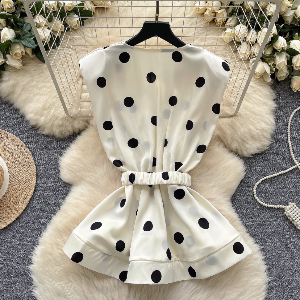 Polka Dot Printed V-neck Shirt