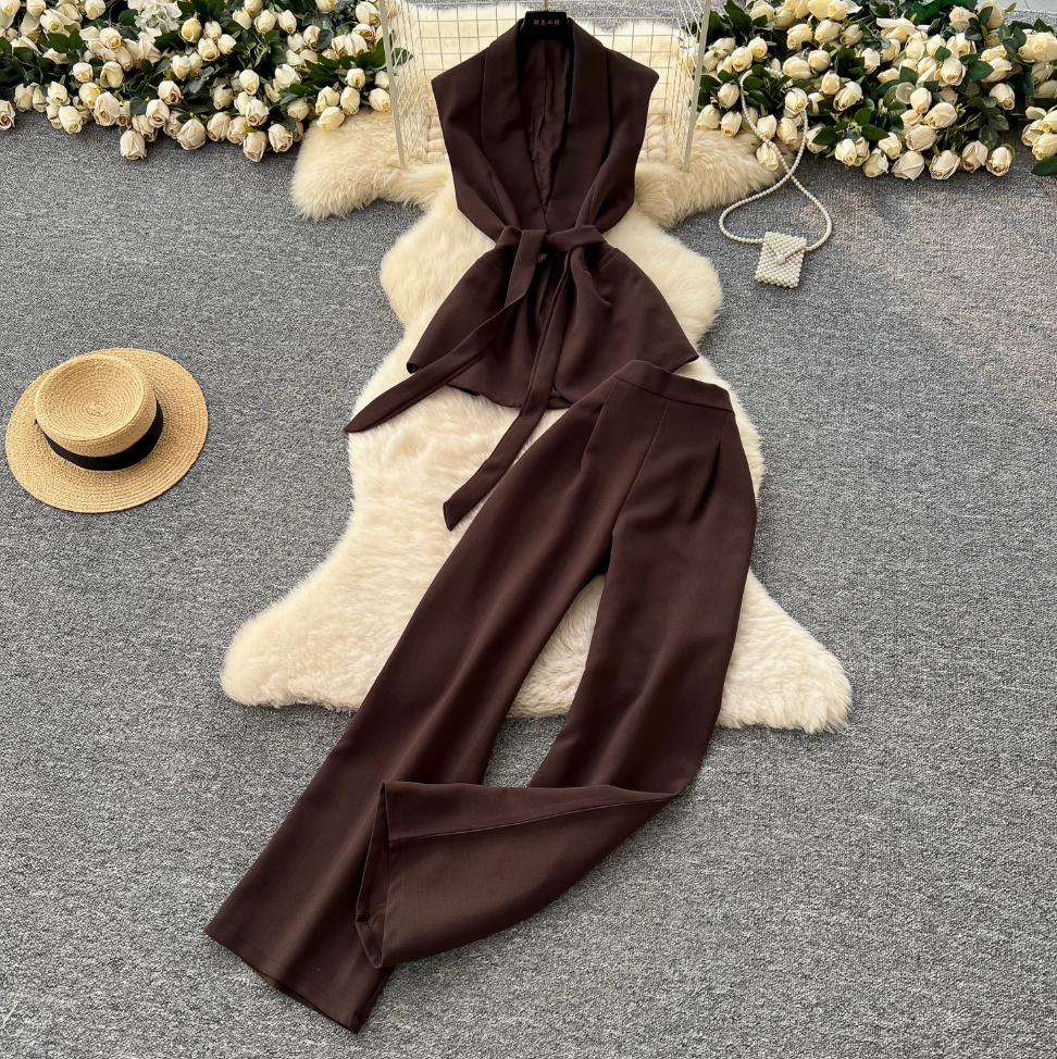 Lace-up Suit Vest & Trousers OL 2Pcs