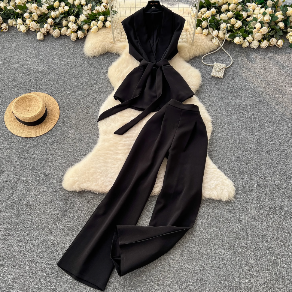 Lace-up Suit Vest & Trousers OL 2Pcs