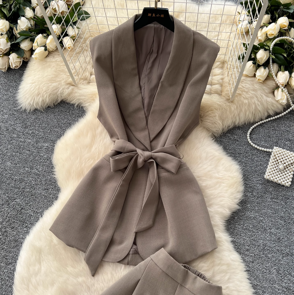 Lace-up Suit Vest & Trousers OL 2Pcs
