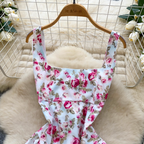 Backless Floral Printed Slip Dress