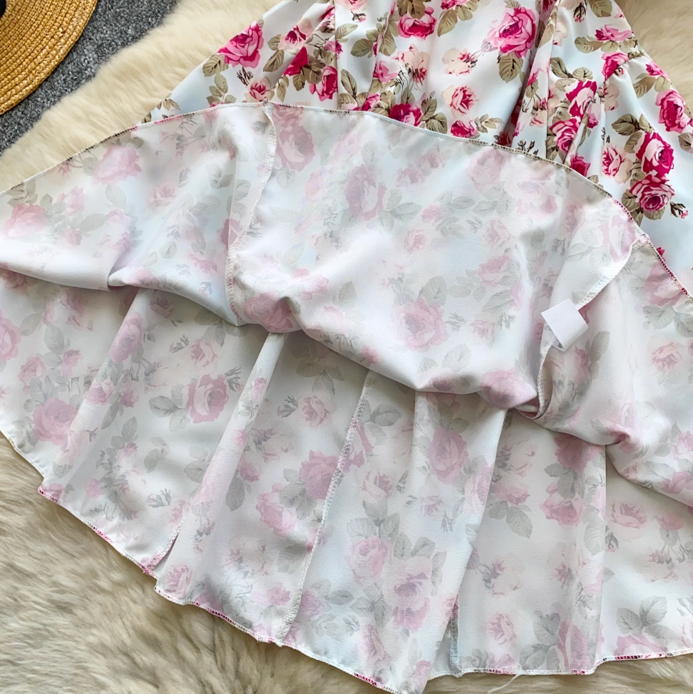 Backless Floral Printed Slip Dress