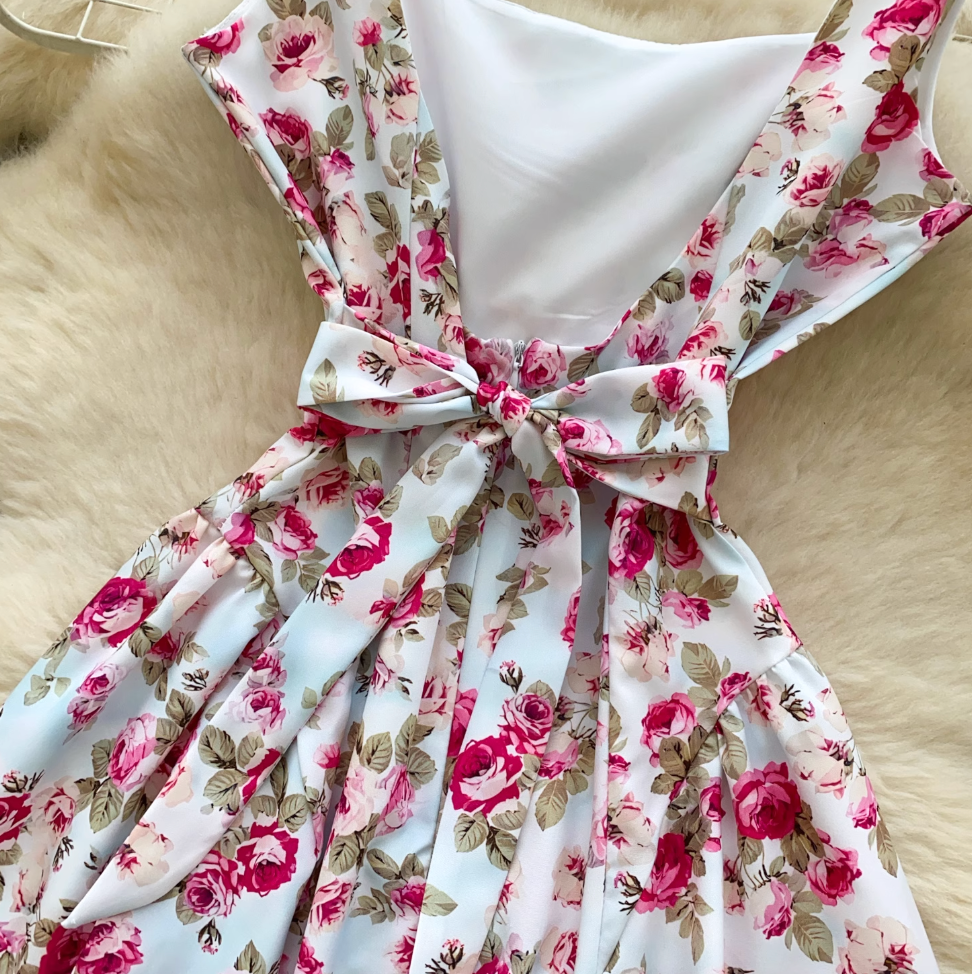 Backless Floral Printed Slip Dress