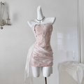 Fishbone Top & Lace Patchwork Skirt 2Pcs