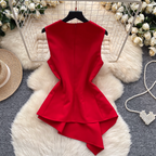 Asymmetric Round Collar Sleeveless Top