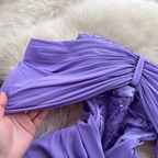 Off-shoulder Pleated Purple Fishtail Dress