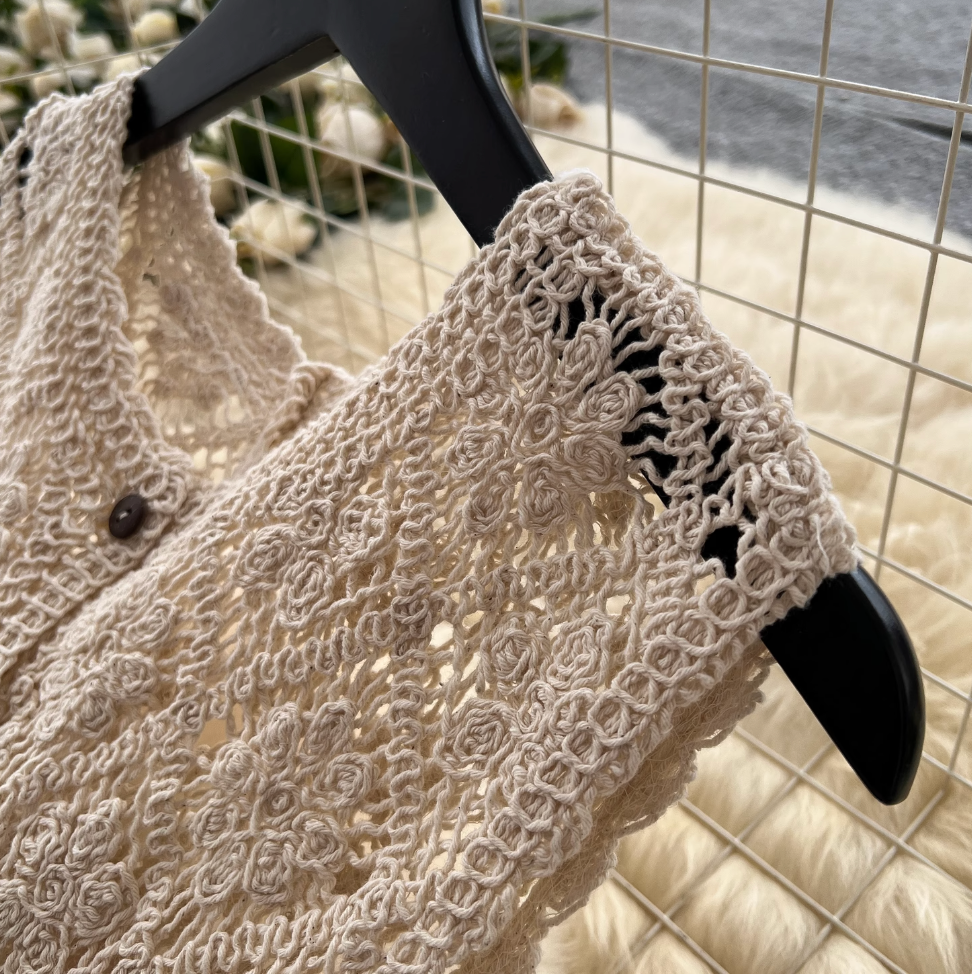 Niche Hollowed Outwear Long Cardigan
