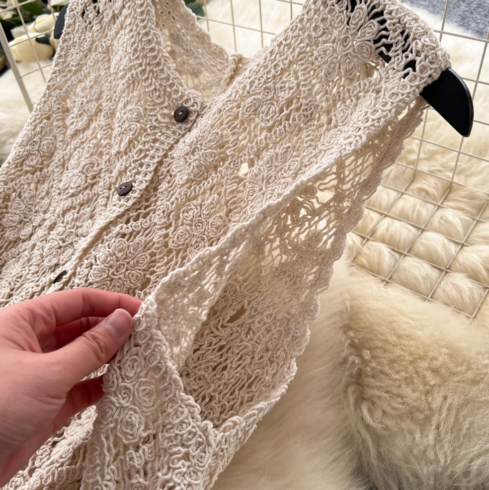 Niche Hollowed Outwear Long Cardigan