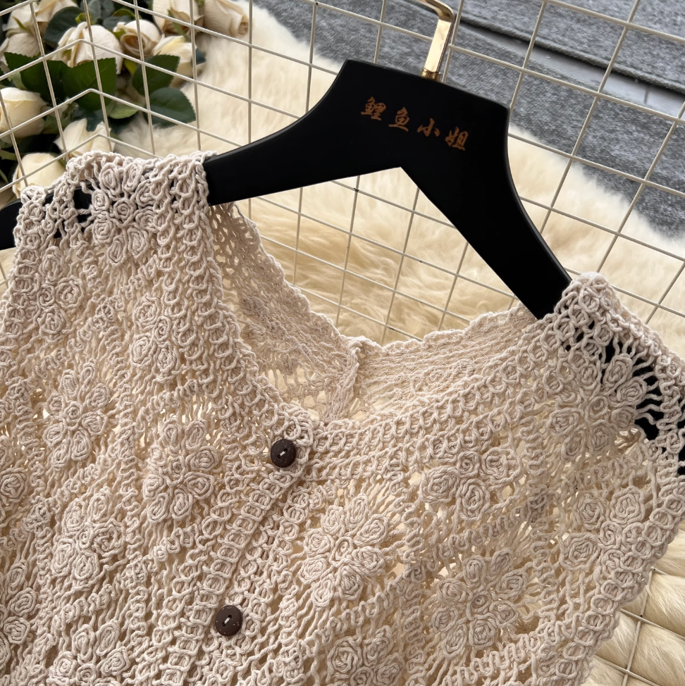 Niche Hollowed Outwear Long Cardigan