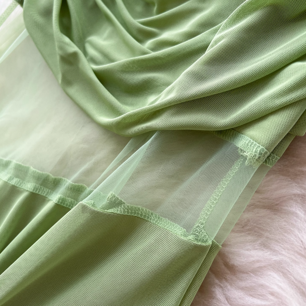 French Style Patchwork Pleated Slip Dress