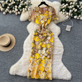 V-neck Flower Embroidered Party Dress
