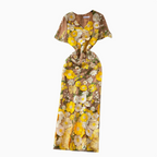 V-neck Flower Embroidered Party Dress