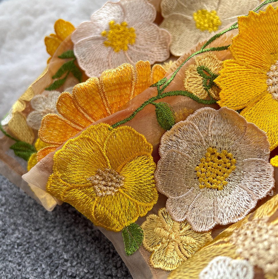 V-neck Flower Embroidered Party Dress