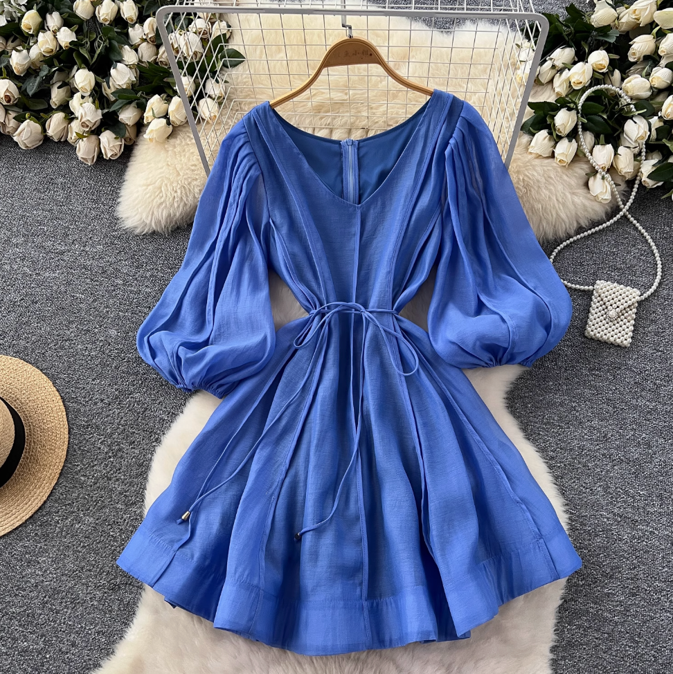 Vintage Flared Sleeve Puffy Dress