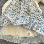Off-shoulder Floral Printed Puffy Dress