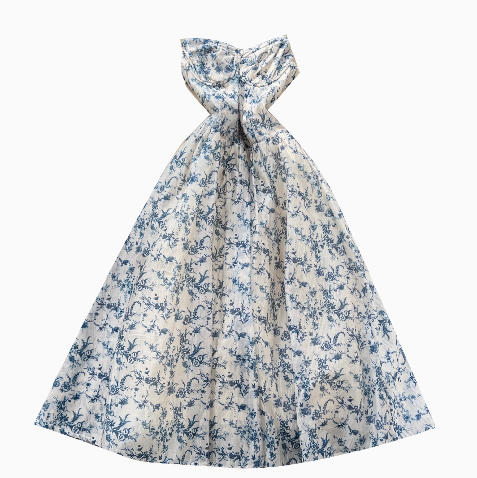 Off-shoulder Floral Printed Puffy Dress