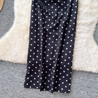 Off-shoulder Polka Dot Black Dress
