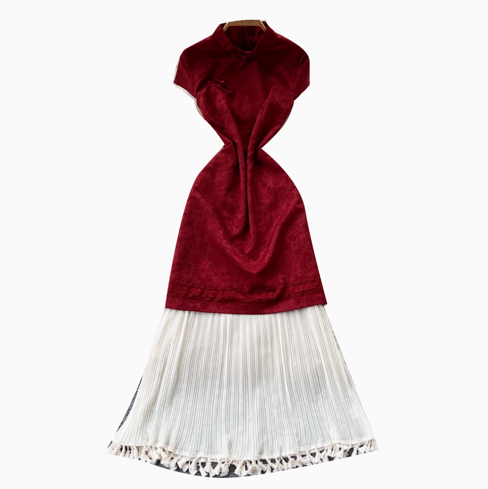 Chinese Style Plate Button Jacquard Dress