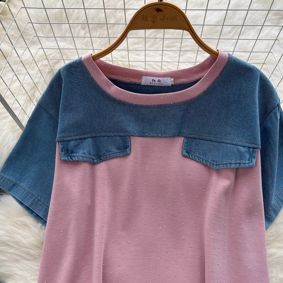 Denim Patchwork Shirt & Trousers 2Pcs