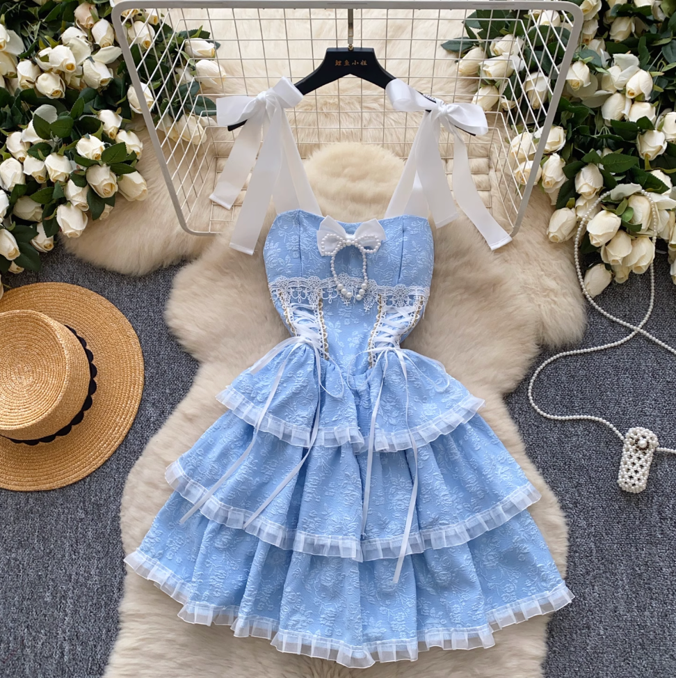 Sweetie Bow-tie Puffy Lace Dress