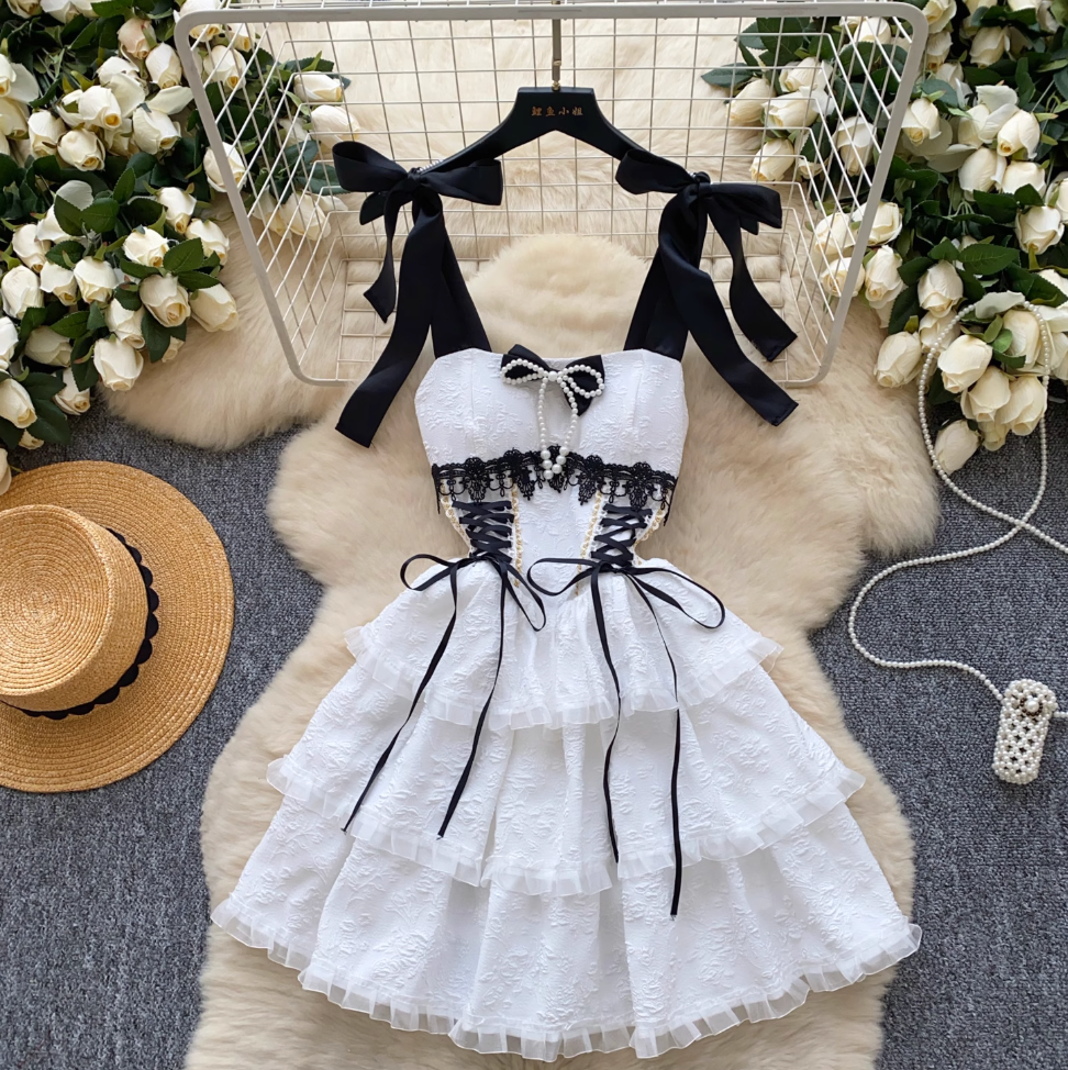 Sweetie Bow-tie Puffy Lace Dress