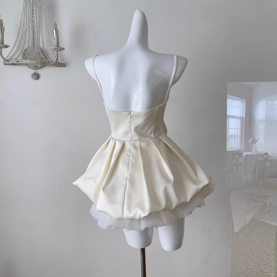 Bow-tie Slip Dress & Puffy Skirt 2Pcs