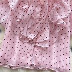 Heart Pattern Printed Ruffled Shirt